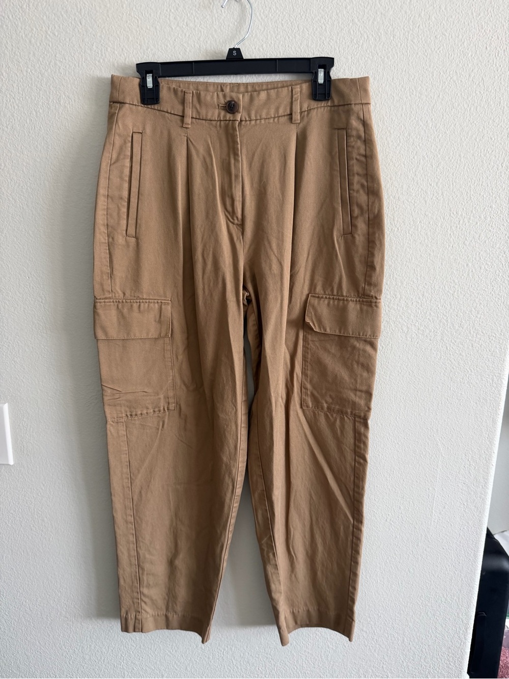 Old Navy Extra High Rise Taylor Straight Trouser Tan Cargo Barrel Pants Size M